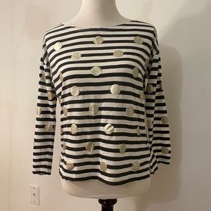J.Crew Striped Shirt with Gold Dots
